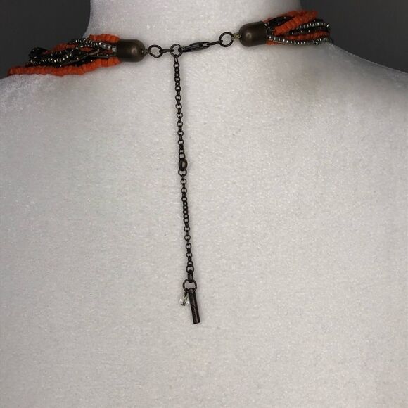 Kenneth Cole NY Orange and Gold Seed Bead Necklace - Picture 5 of 5